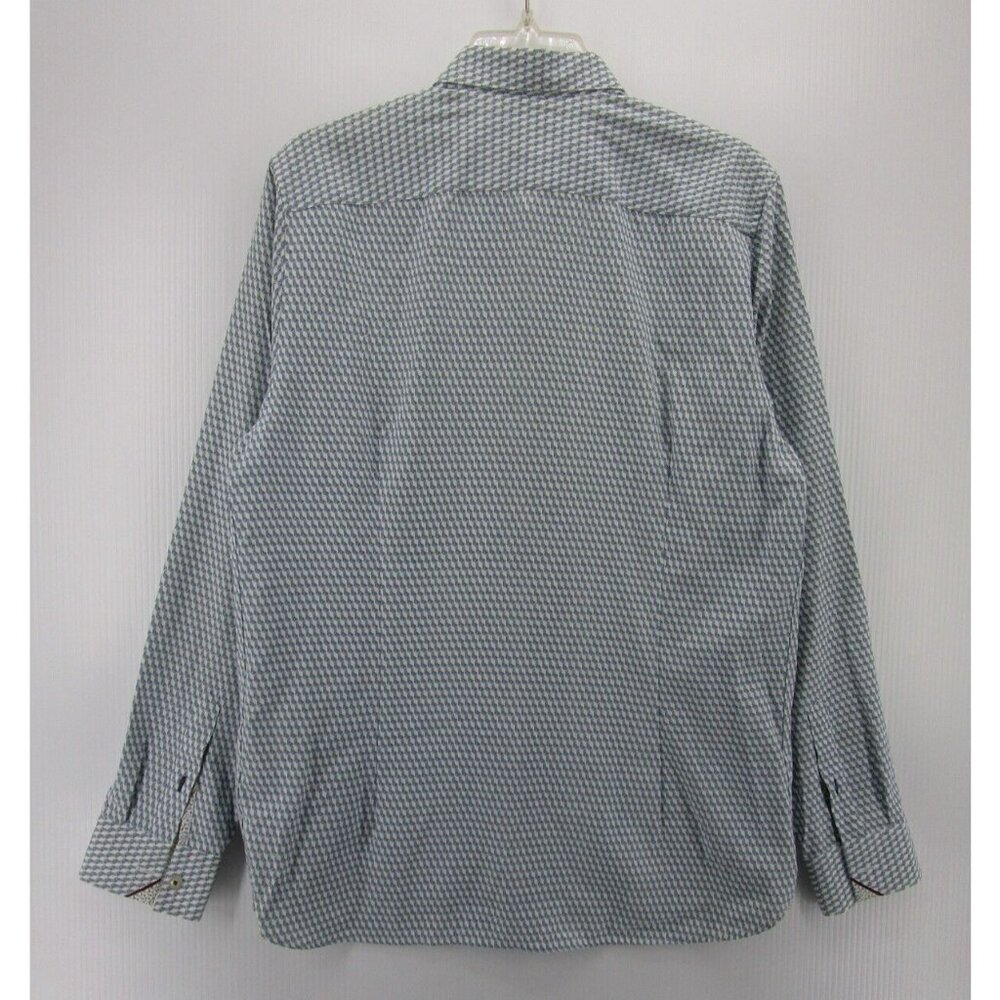 Ted Baker Shirt Large Button Down Pocket Geometric Print Flip Cuff 4 - Picture 7 of 11